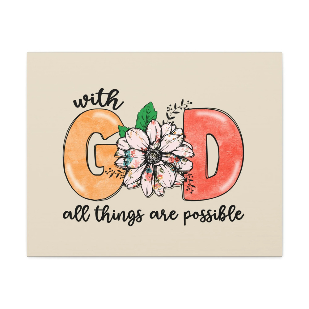 Scripture Walls All Things Possible Floral Pastel Matthew 19:26 Bible Verse